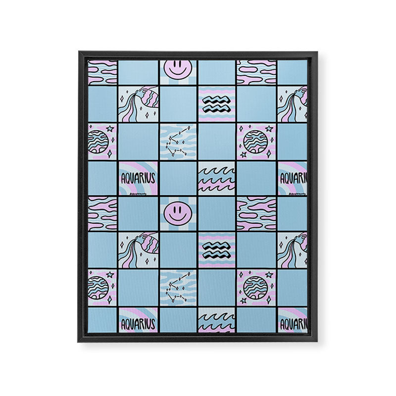 Aquarius Checkered Print Framed Canvas Print Gallery Image 8
