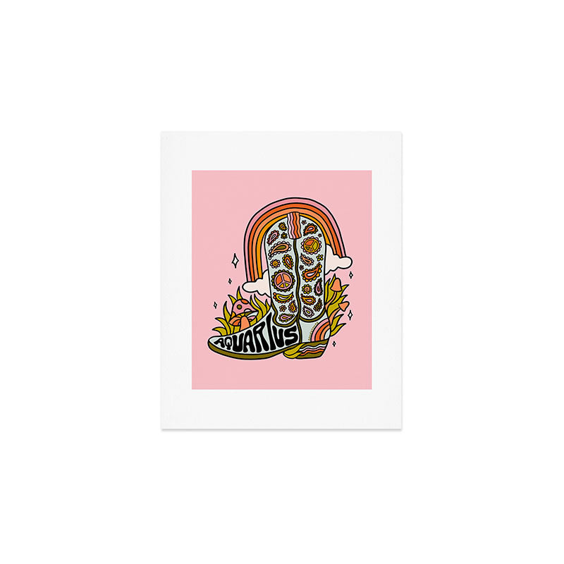 Aquarius Cowboy Boots Art Print Gallery Image 1