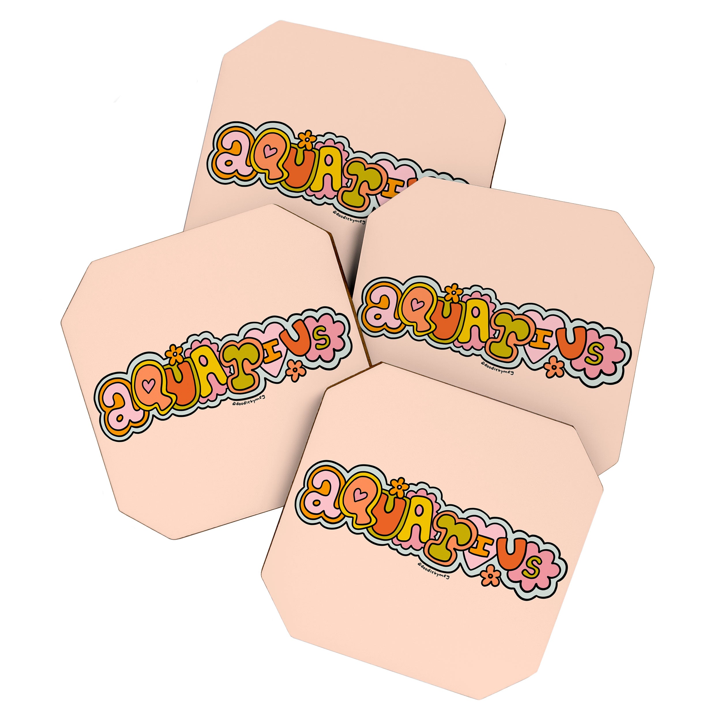 Aquarius Doodle Letters Coaster Gallery Image 1