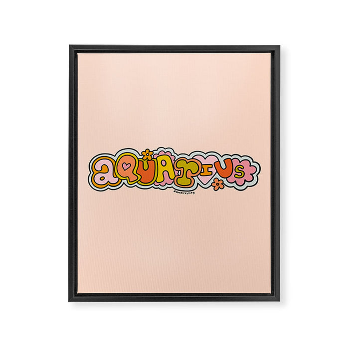 Aquarius Doodle Letters Framed Canvas Print Gallery Image 1