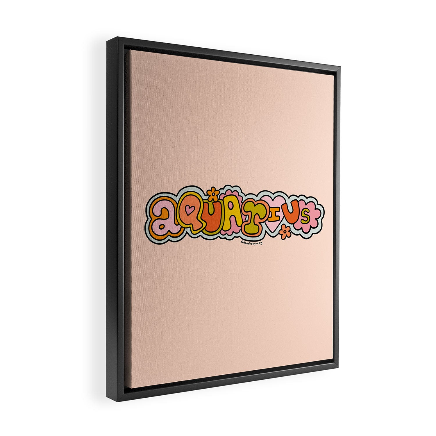 Aquarius Doodle Letters Framed Canvas Print Gallery Image 2