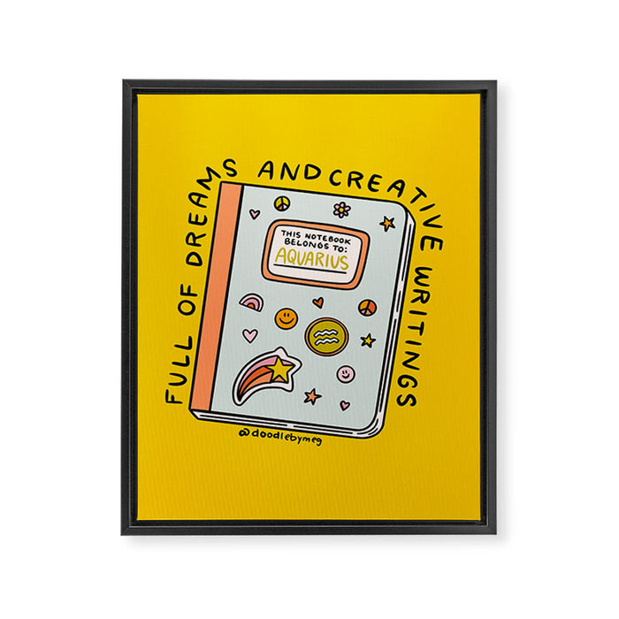 Aquarius Notebook Framed Canvas Print Gallery Image 1