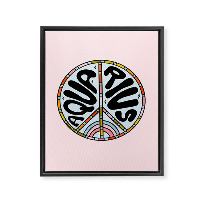 Aquarius Peace Sign Framed Canvas Print Gallery Image 1