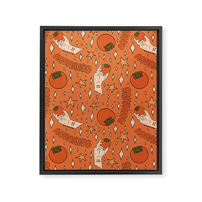 Aquarius Persimmon Print Framed Canvas Print Gallery Image 1