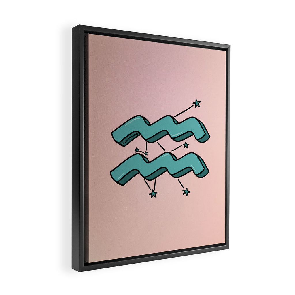 Aquarius Symbol Framed Canvas Print Gallery Image 2