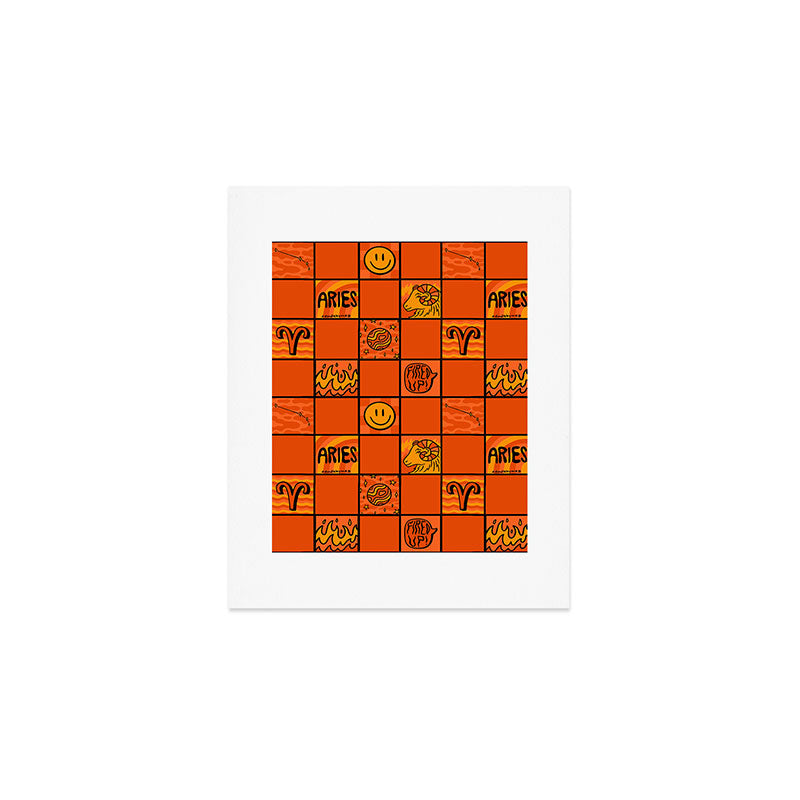 Aries Checkered Print Art Print Gallery Image 1