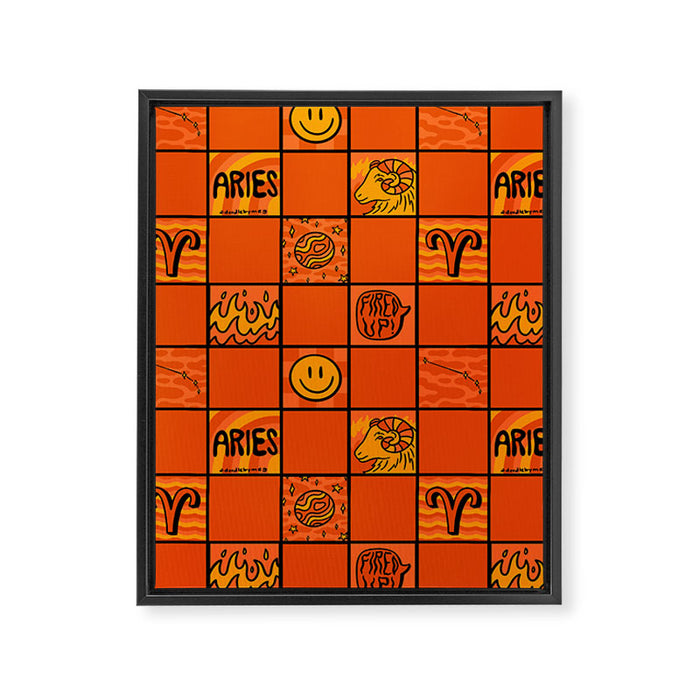 Aries Checkered Print Framed Canvas Print Gallery Image 1