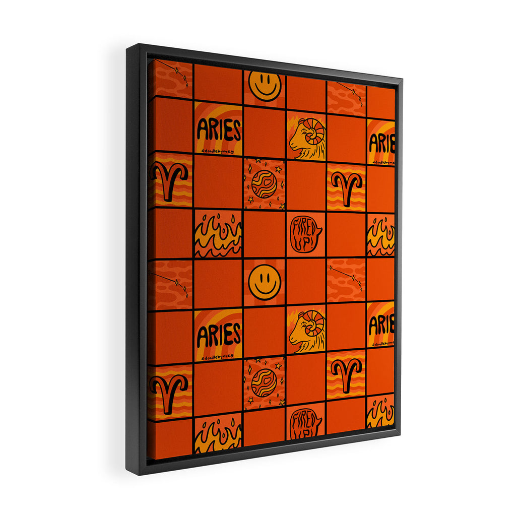 Aries Checkered Print Framed Canvas Print Gallery Image 2