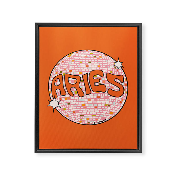 Aries Disco Ball Framed Canvas Print Gallery Image 1