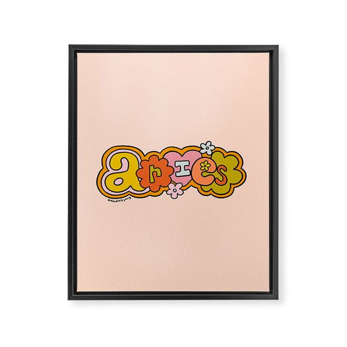 Aries Doodle Letters Framed Canvas Print Gallery Image 1