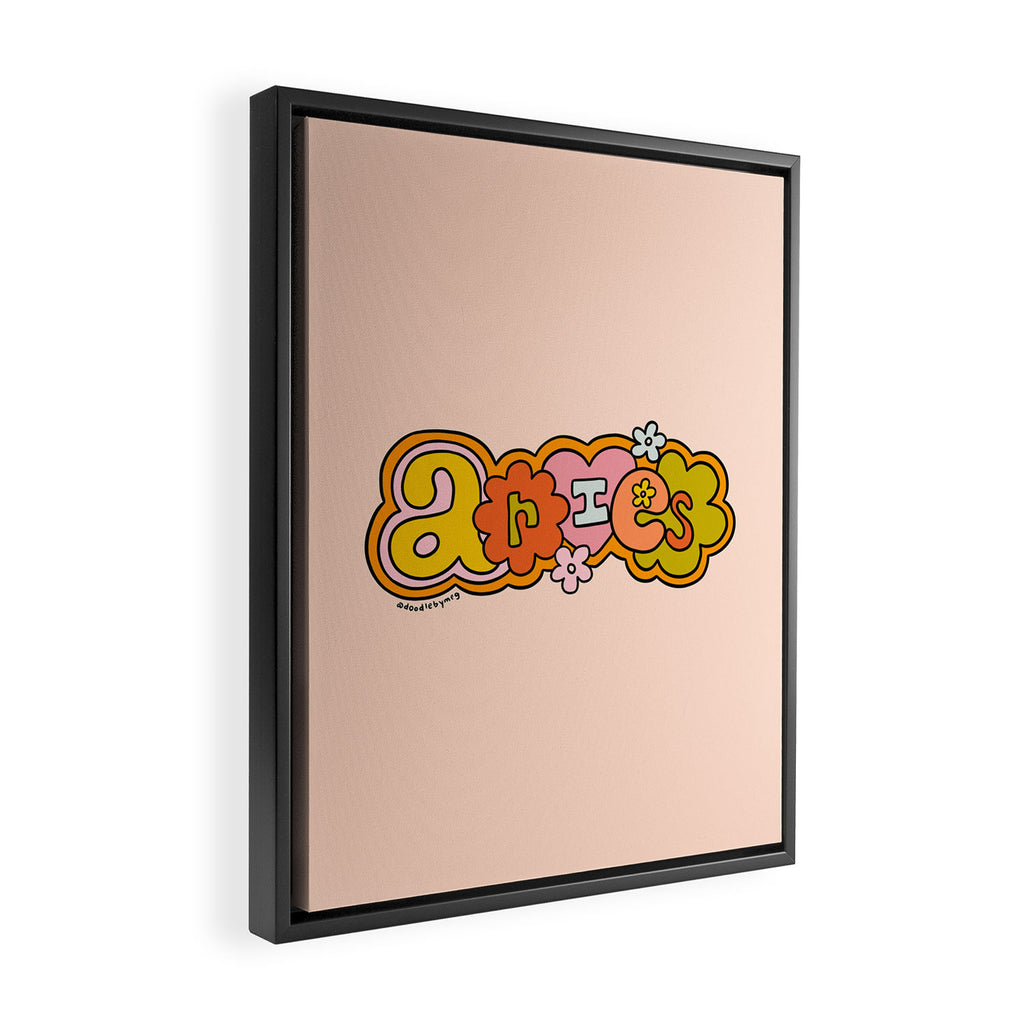 Aries Doodle Letters Framed Canvas Print Gallery Image 2