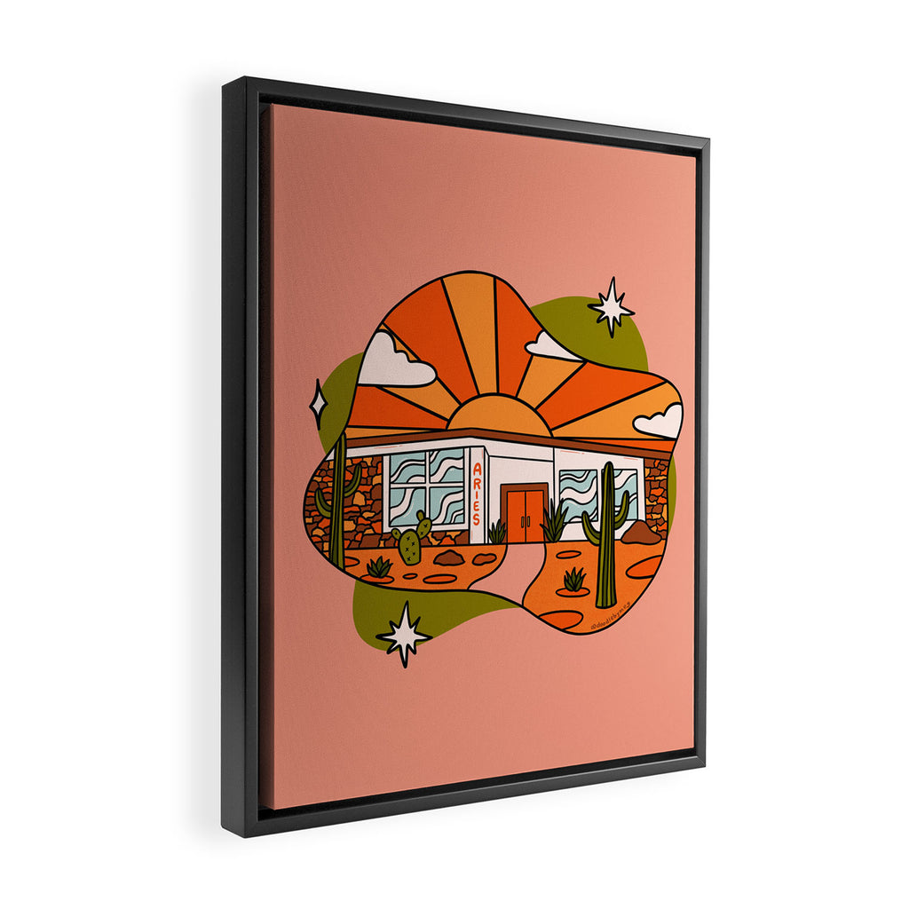 Aries Mid Century House Framed Canvas Print Gallery Image 2
