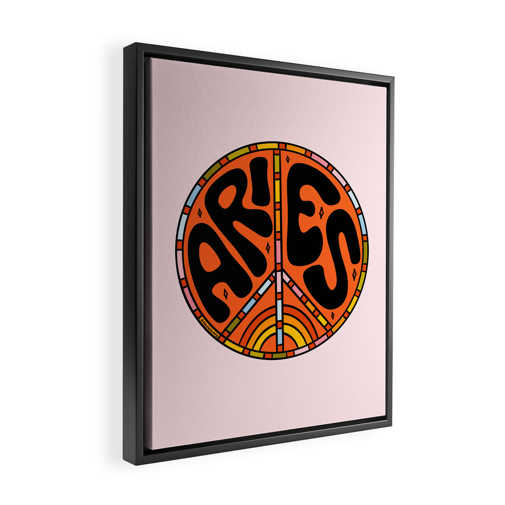 Aries Peace Sign Framed Canvas Print Gallery Image 2