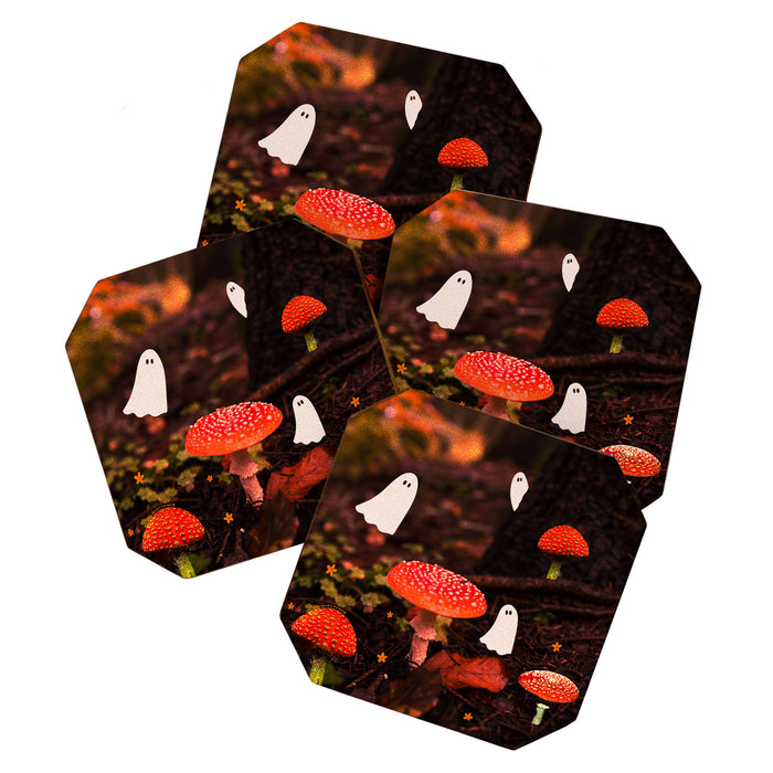 Autumn Ghost Forest Collage Coaster Gallery Image 1