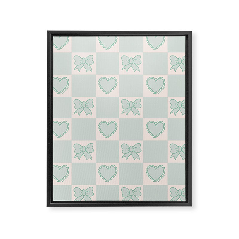 Blue Bow Checkered Print Framed Canvas Print Gallery Image 8