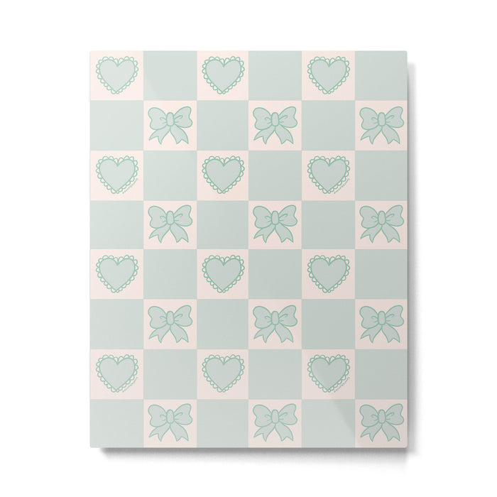 Blue Bow Checkered Print Metal Print Gallery Image 1