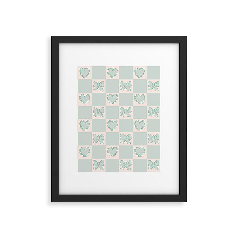 Blue Bow Checkered Print Framed Art Print Gallery Image 6