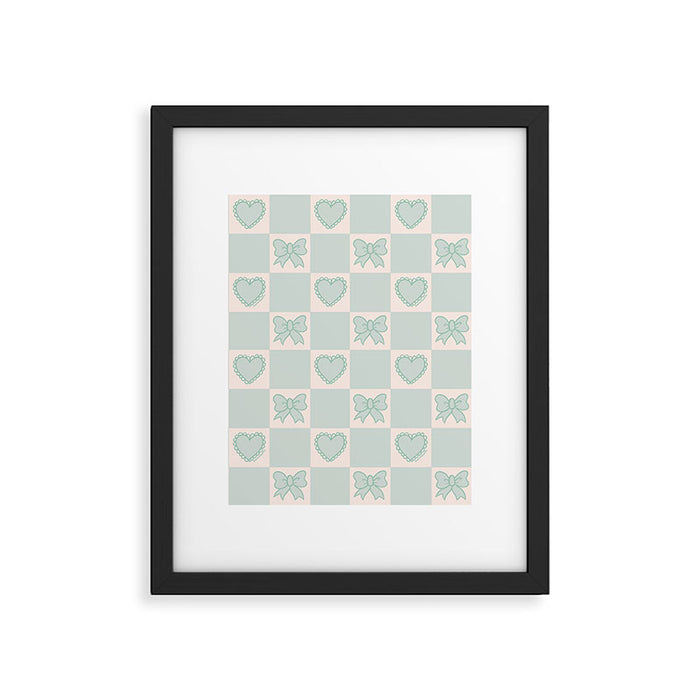 Blue Bow Checkered Print Framed Art Print Gallery Image 1