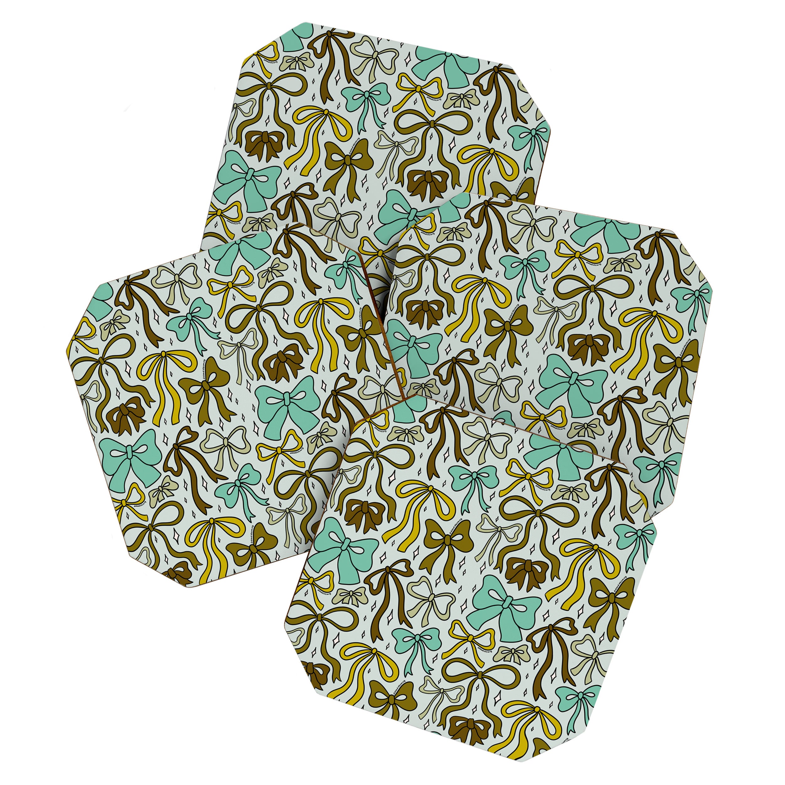 Blue Bow Print Coaster Gallery Image 1