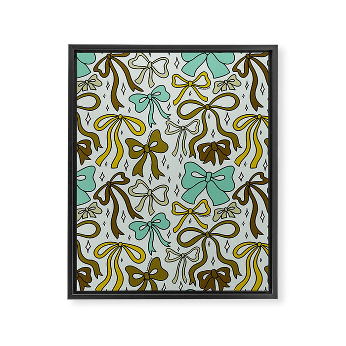 Blue Bow Print Framed Canvas Print Gallery Image 1