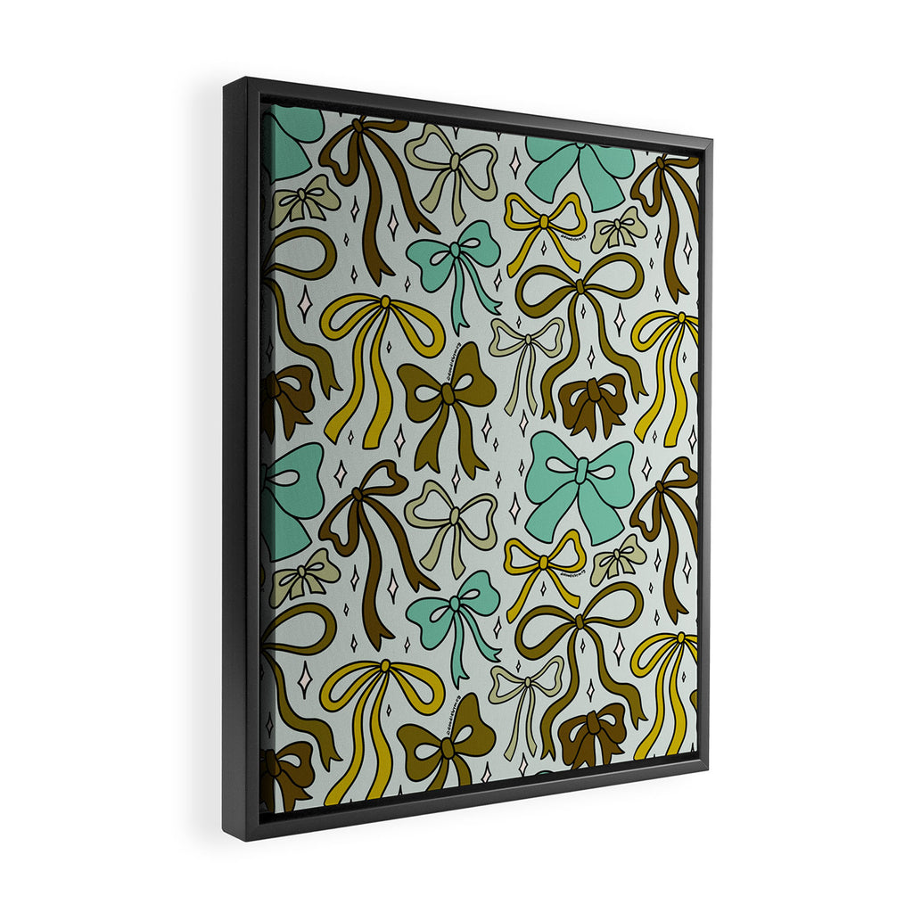 Blue Bow Print Framed Canvas Print Gallery Image 2