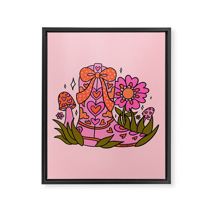 Bow Cowgirl Boot Framed Canvas Print Gallery Image 1