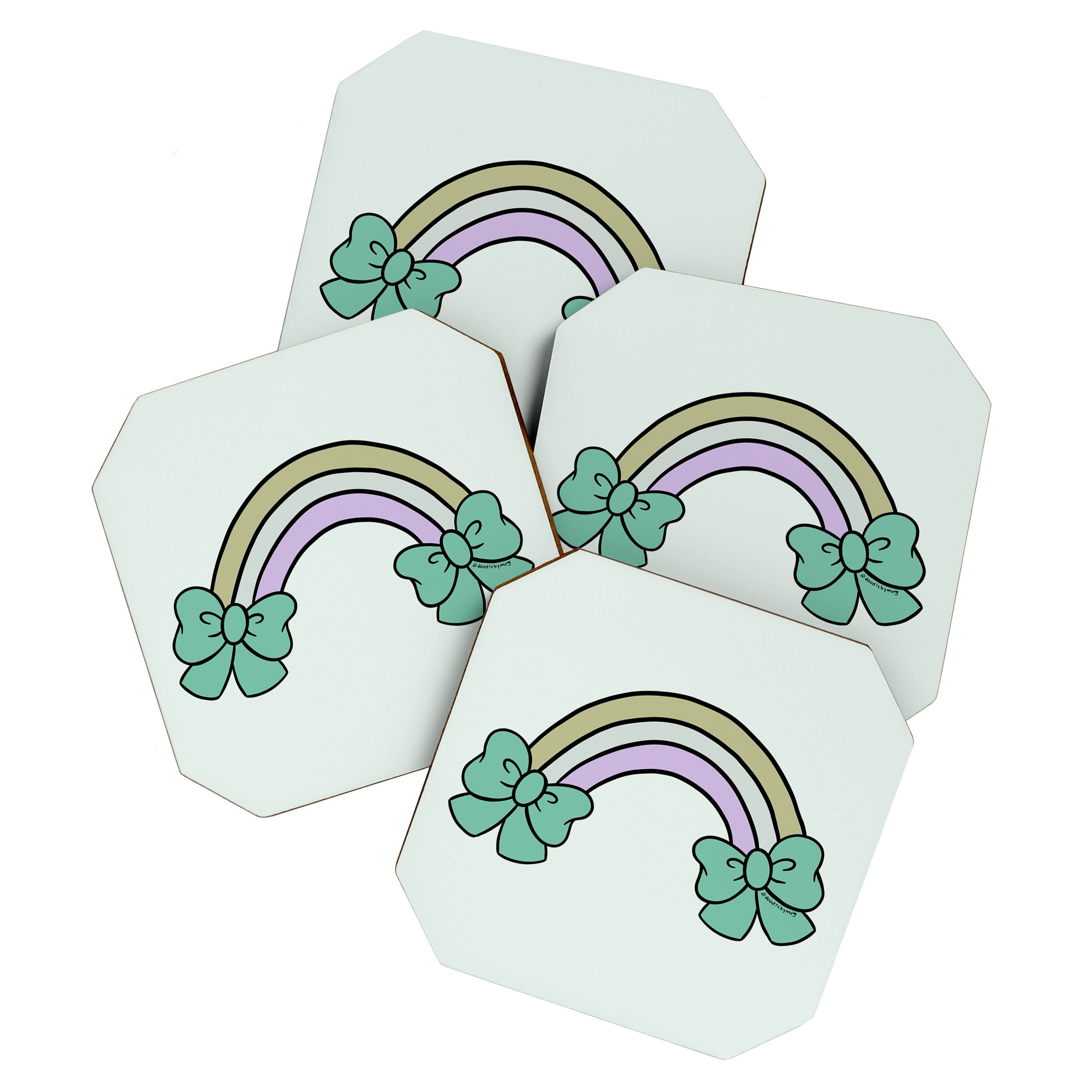 Bow Rainbow in Blue Coaster Gallery Image 1