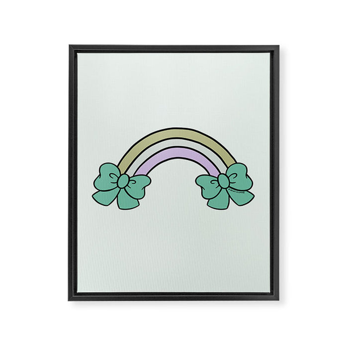 Bow Rainbow in Blue Framed Canvas Print Gallery Image 1