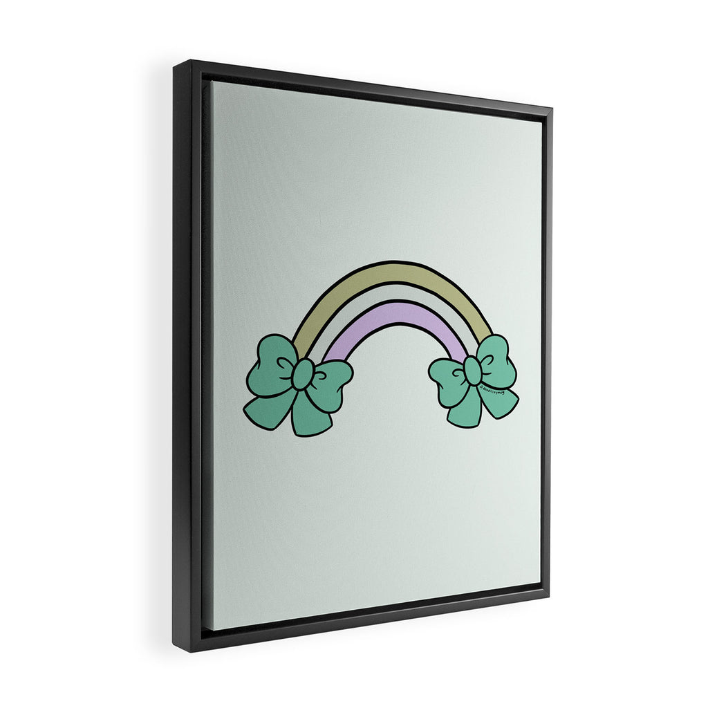 Bow Rainbow in Blue Framed Canvas Print Gallery Image 2