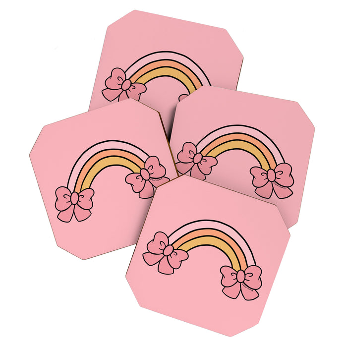 Bow Rainbow in Pink Coaster Gallery Image 1