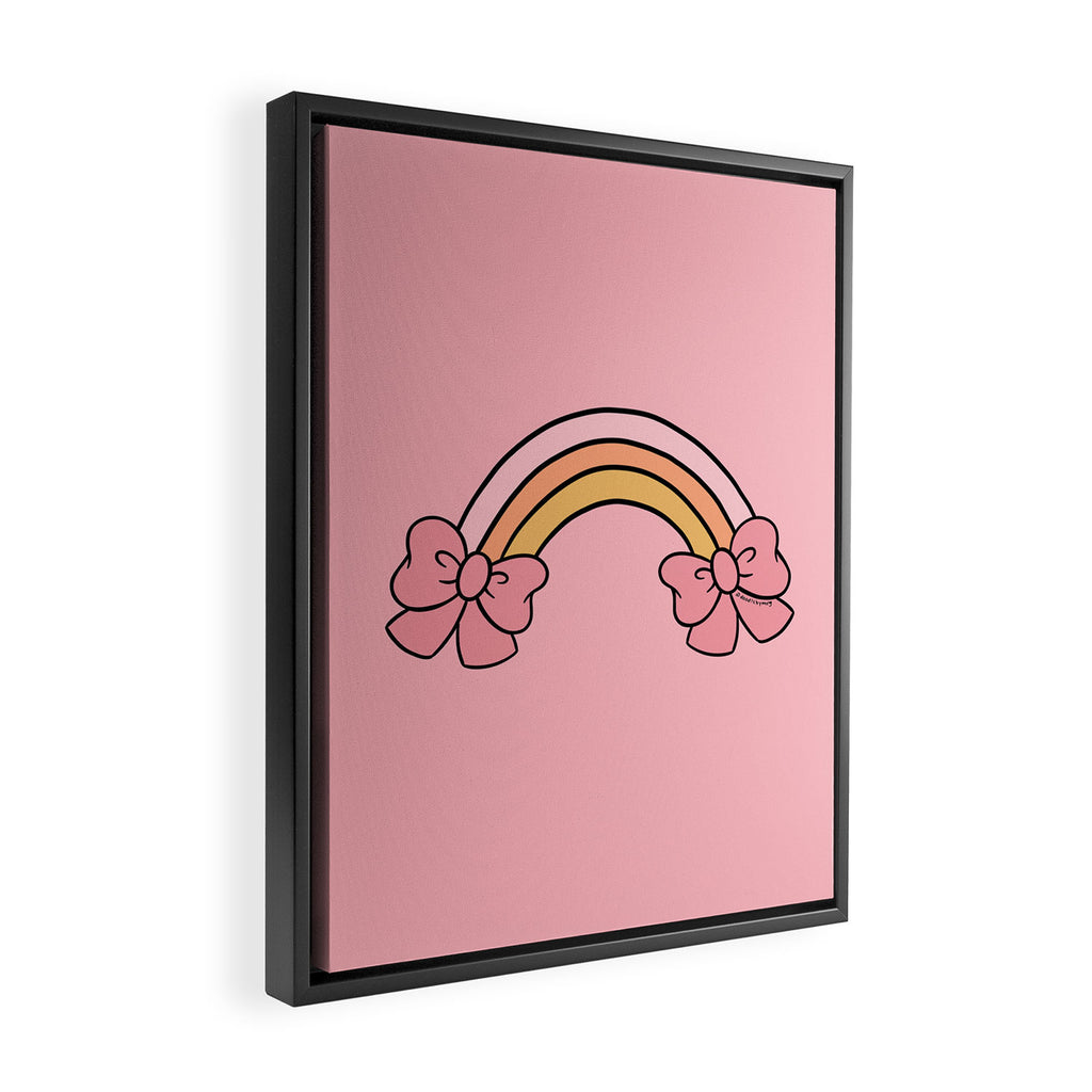Bow Rainbow in Pink Framed Canvas Print Gallery Image 2