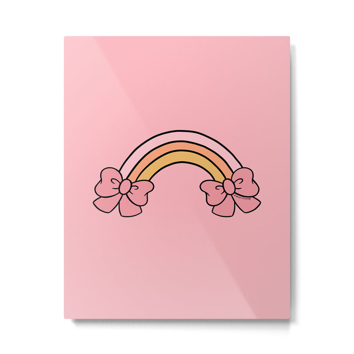 Bow Rainbow in Pink Metal Print Gallery Image 1