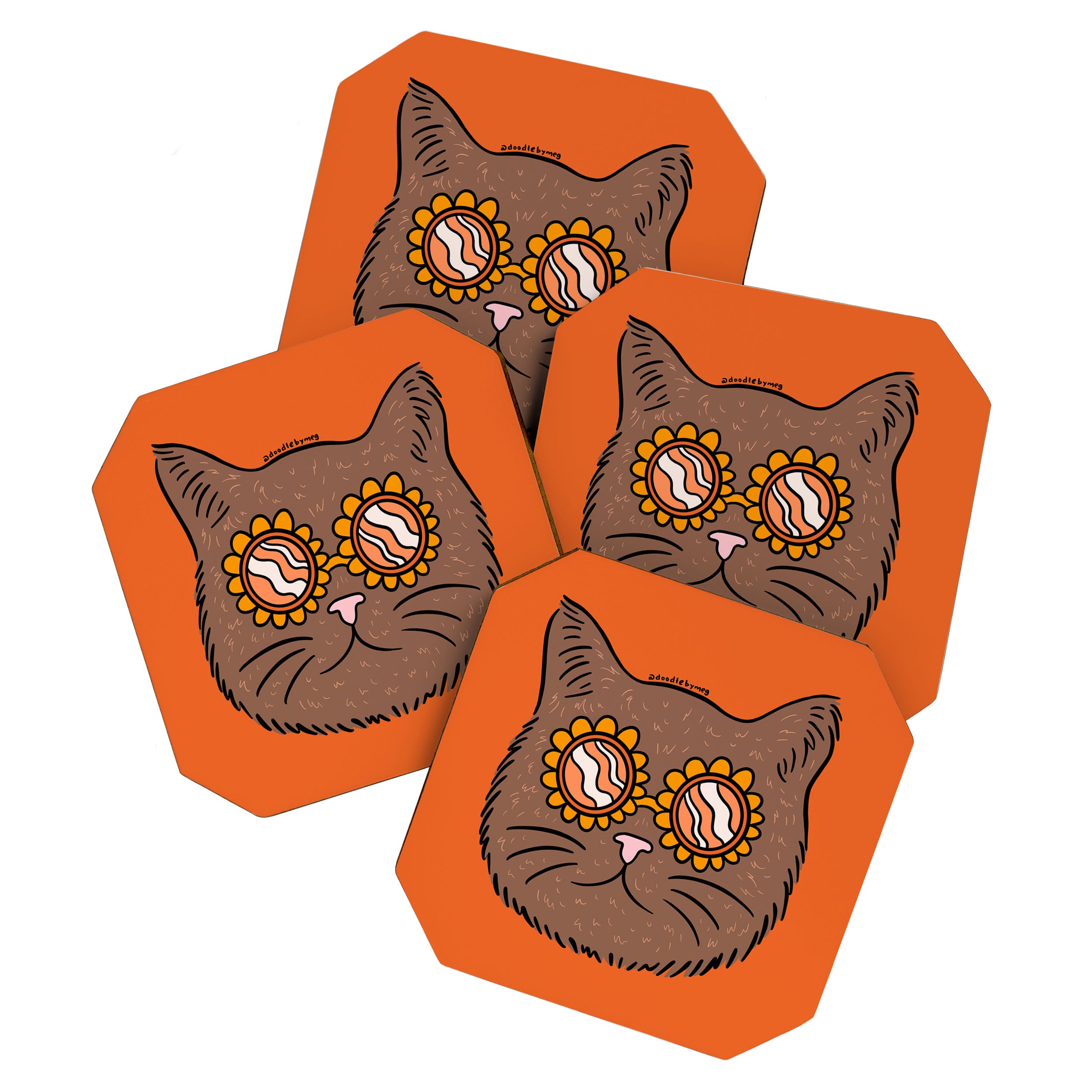 Brown Groovy Cat Coaster Gallery Image 1