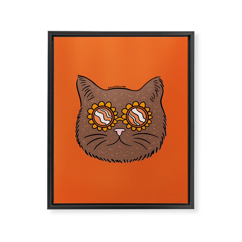 Brown Groovy Cat Framed Canvas Print Gallery Image 8