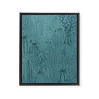 Cactus Scene in Blue Framed Canvas Print Gallery Image 8