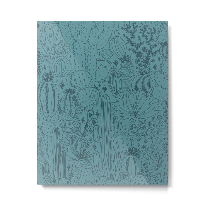 Cactus Scene in Blue Metal Print Gallery Image 1