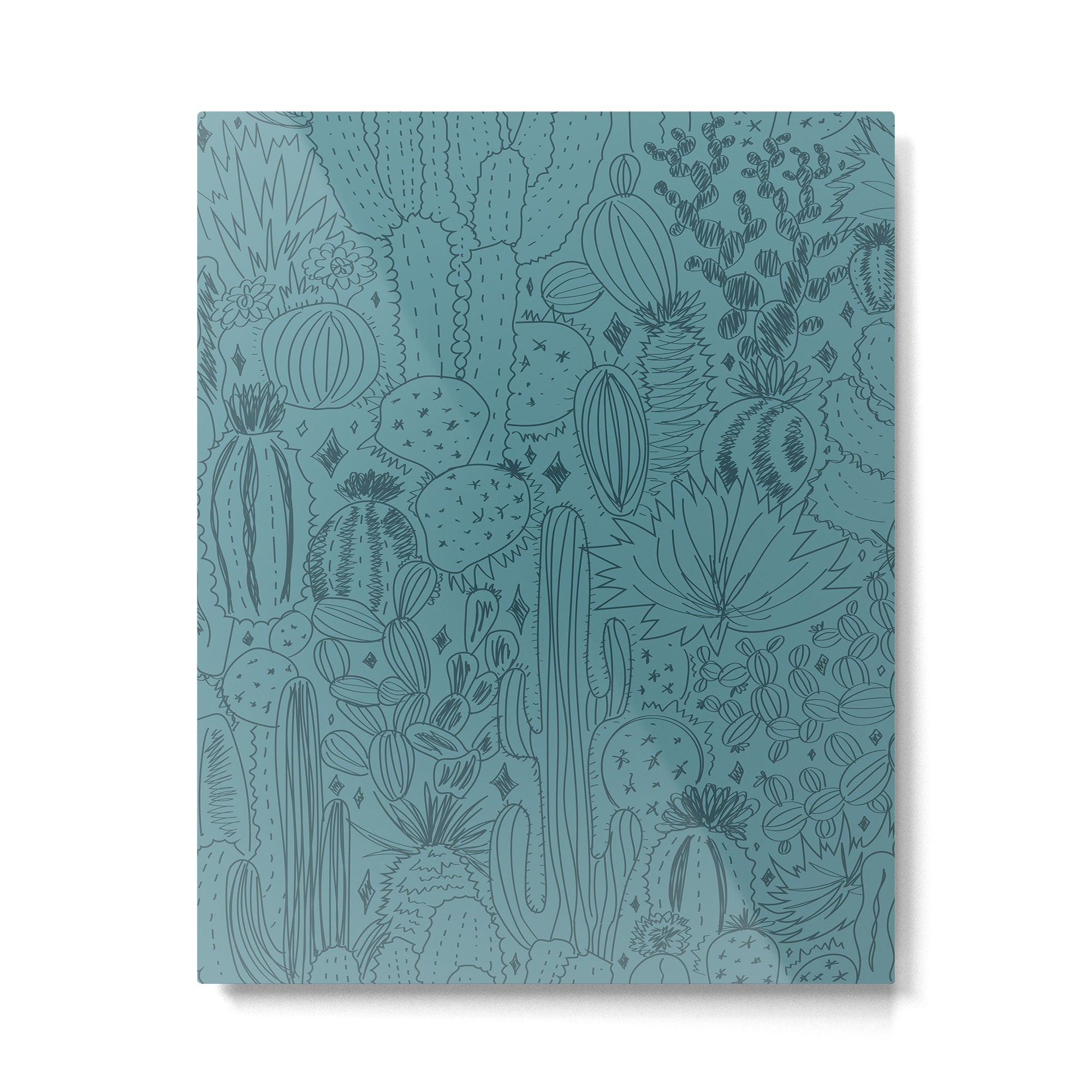Cactus Scene in Blue Metal Print Gallery Image 6