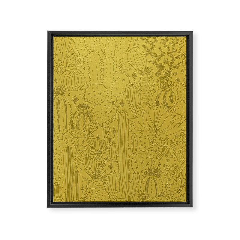 Cactus Scene in Green Framed Canvas Print Gallery Image 8