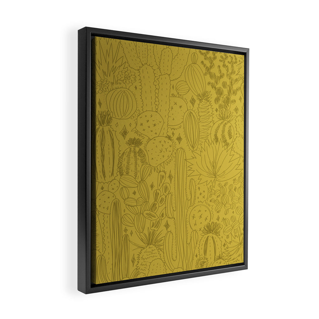 Cactus Scene in Green Framed Canvas Print Gallery Image 2
