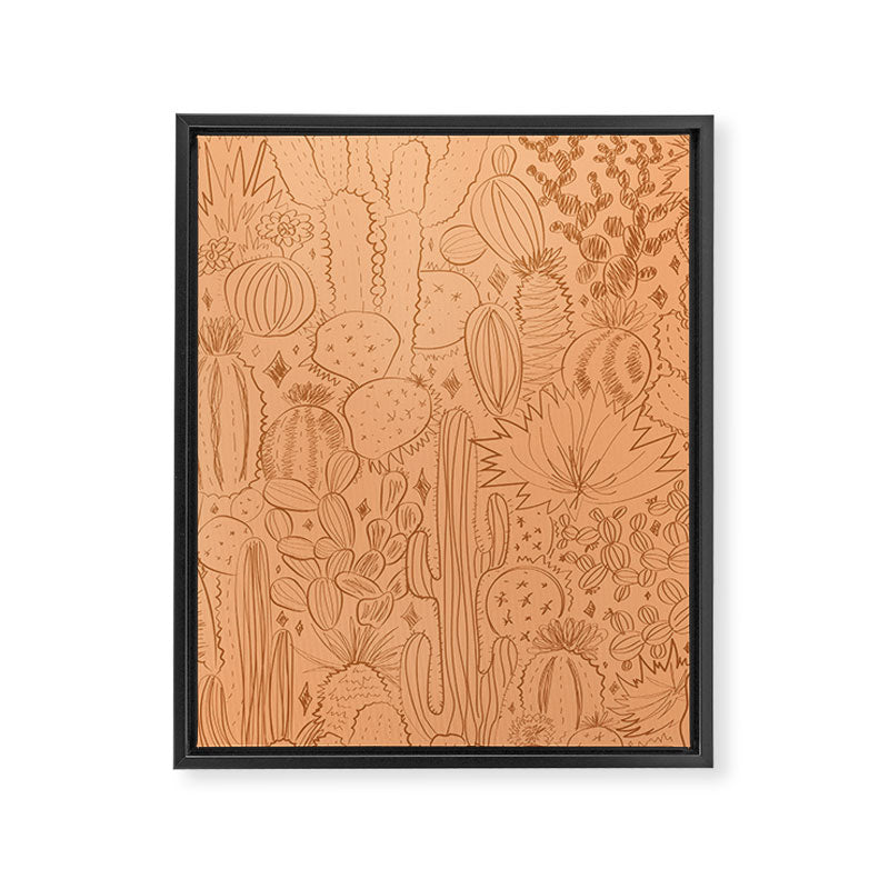Cactus Scene in Orange Framed Canvas Print Gallery Image 8