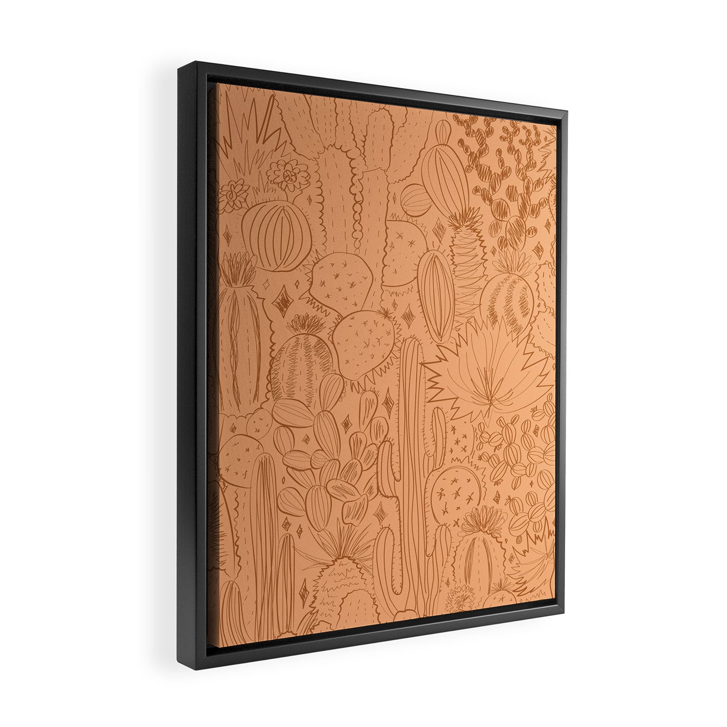 Cactus Scene in Orange Framed Canvas Print Gallery Image 2