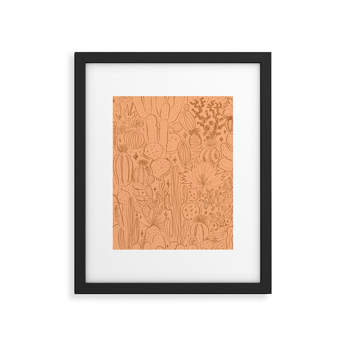 Cactus Scene in Orange Framed Art Print Gallery Image 1