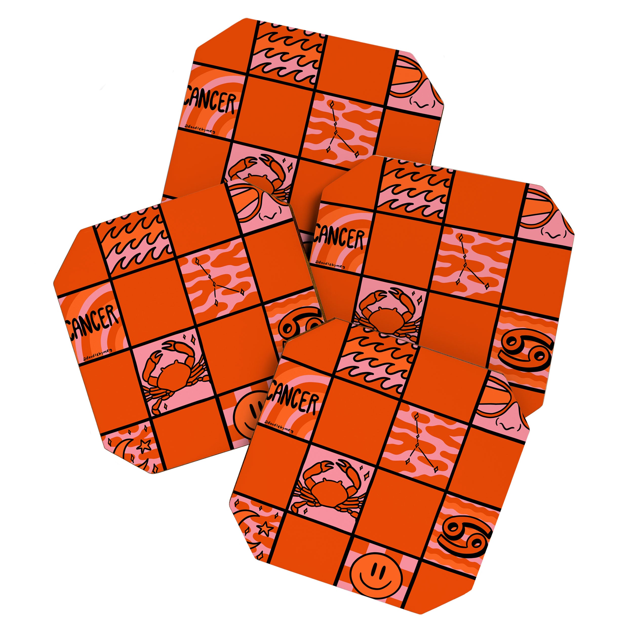 Cancer Checkered Print Coaster Gallery Image 1