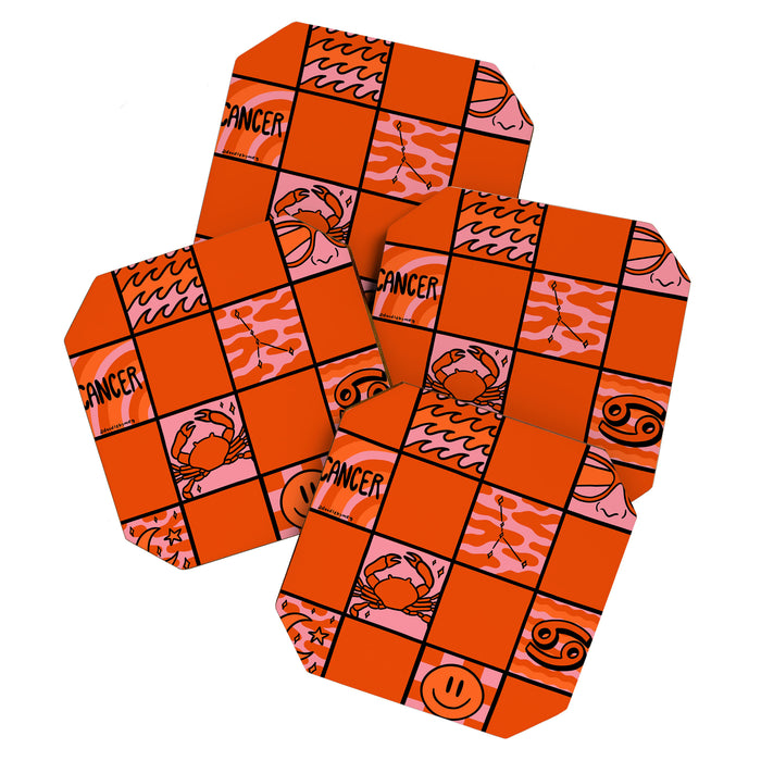Cancer Checkered Print Coaster Gallery Image 1