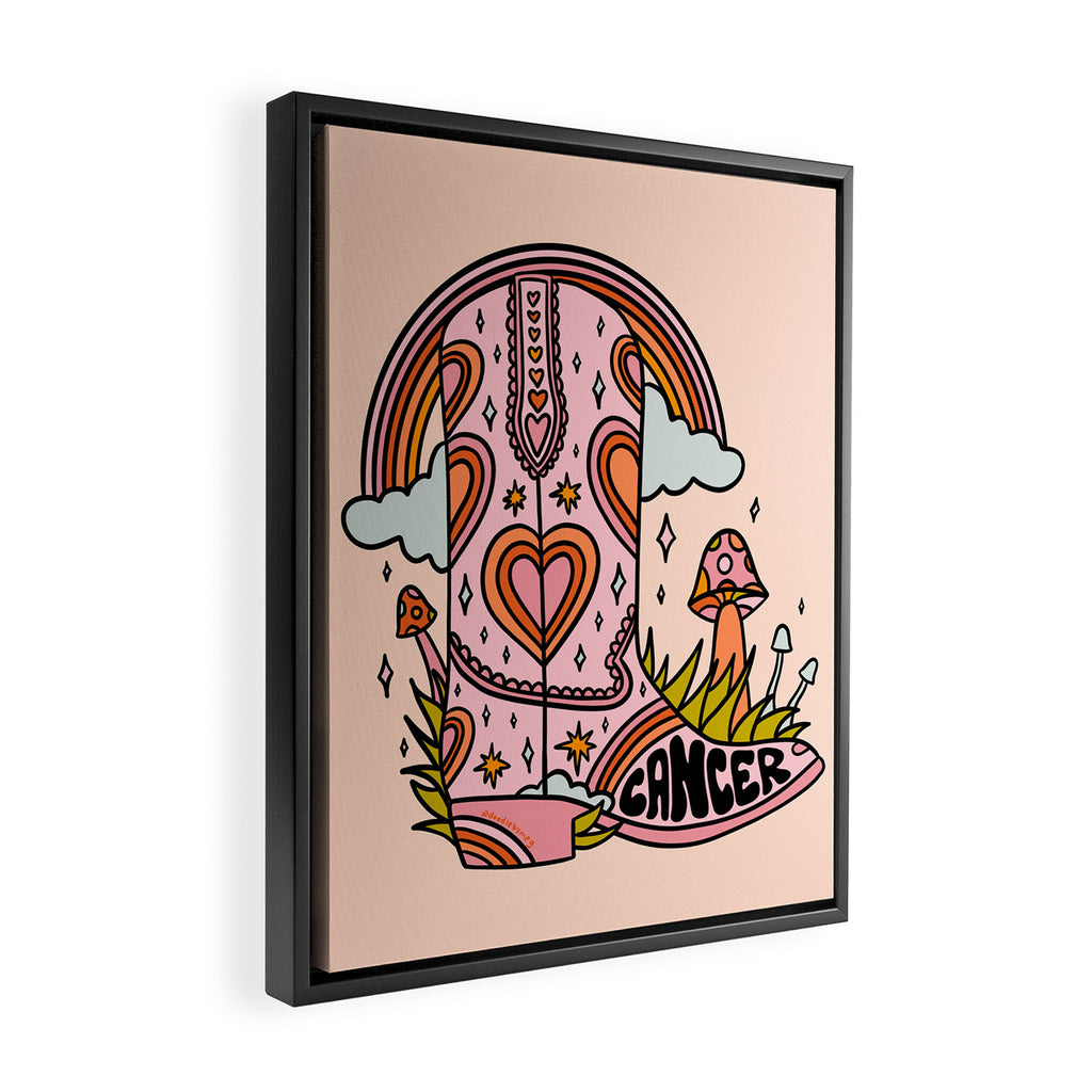 Cancer Cowboy Boot Framed Canvas Print Gallery Image 2