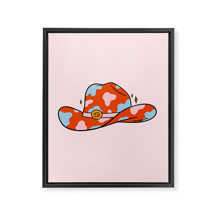 Cancer Cowboy Hat Framed Canvas Print Gallery Image 1
