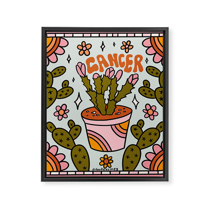 Cancer Zodiac Cactus Framed Canvas Print Gallery Image 1