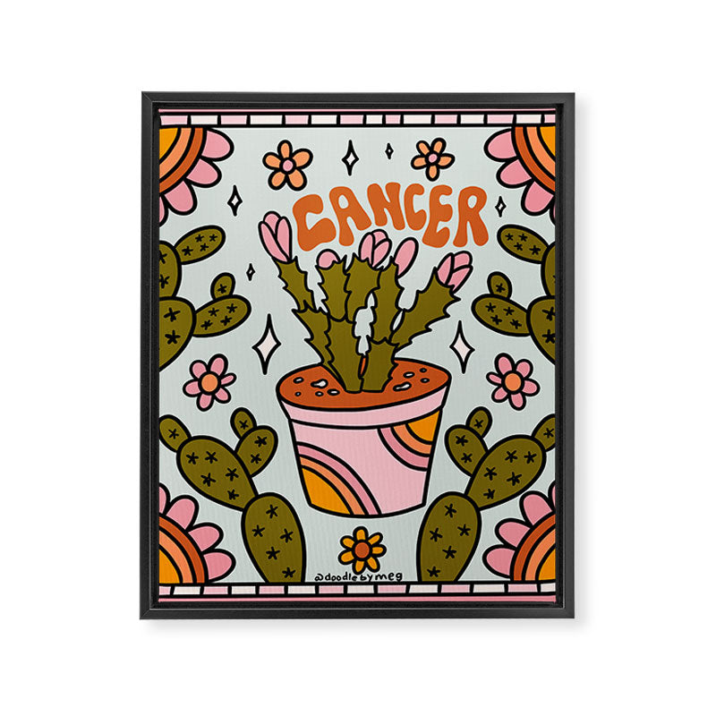 Cancer Zodiac Cactus Framed Canvas Print Gallery Image 8