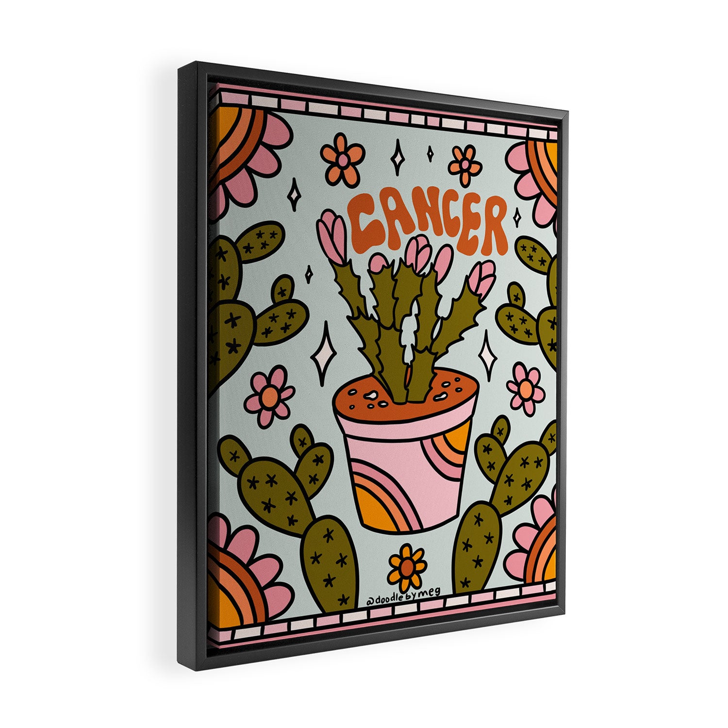 Cancer Zodiac Cactus Framed Canvas Print Gallery Image 2