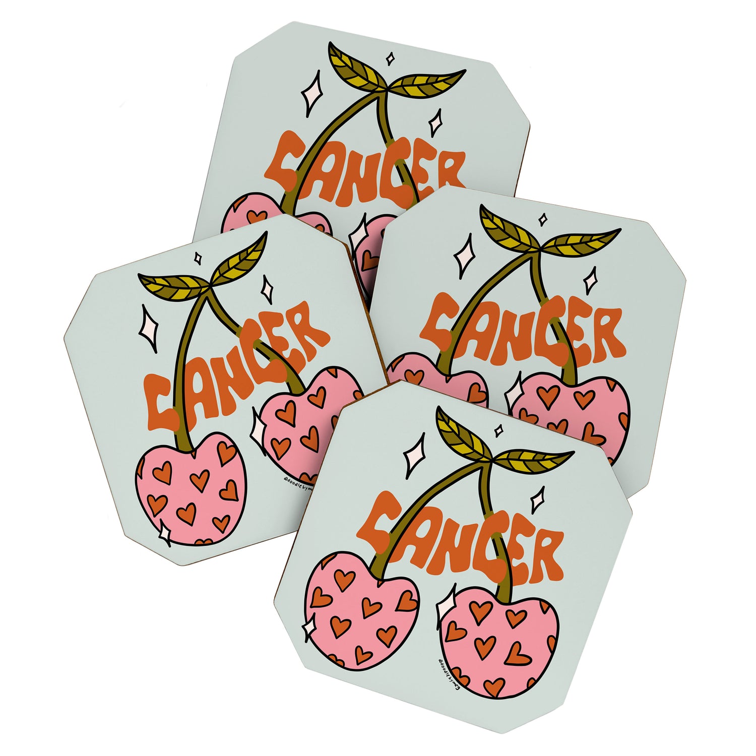 Cancer Zodiac Cherries Coaster Gallery Image 1